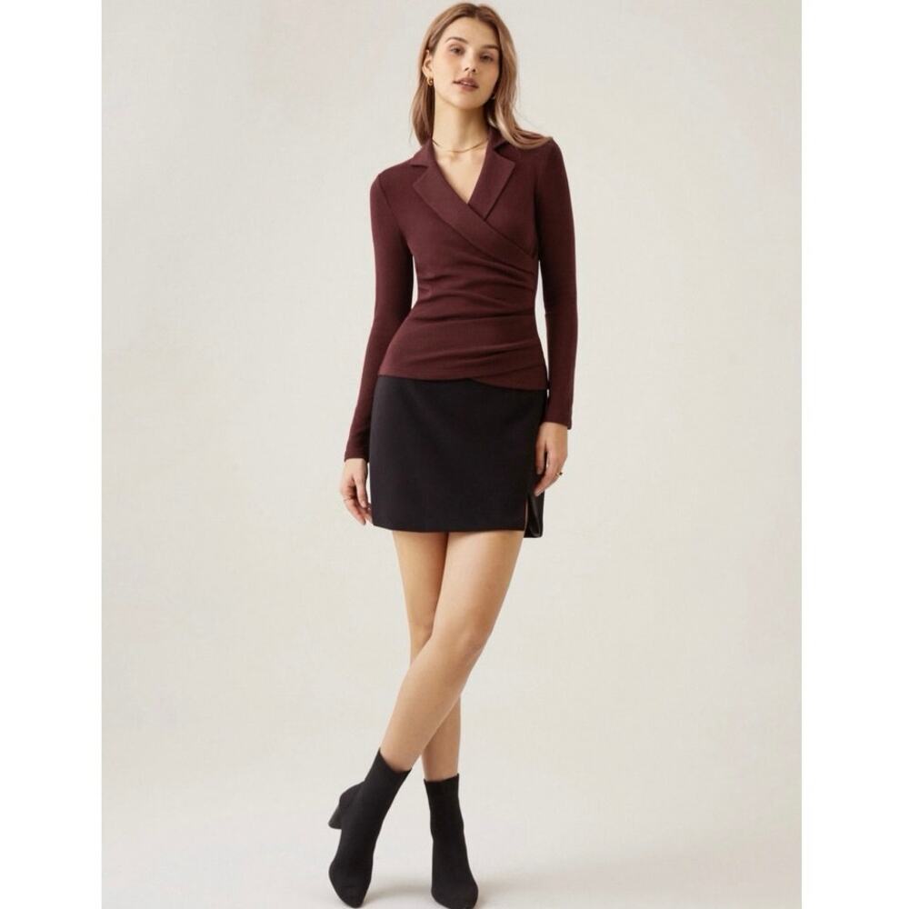 OGL Collared Surplice Top NWT XS - Picture 2 of 7
